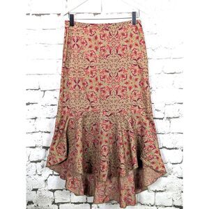 PERUVIAN CONNECTION 100% Pima Cotton Bohemian Cottage Fluted Maxi Skirt Size 8